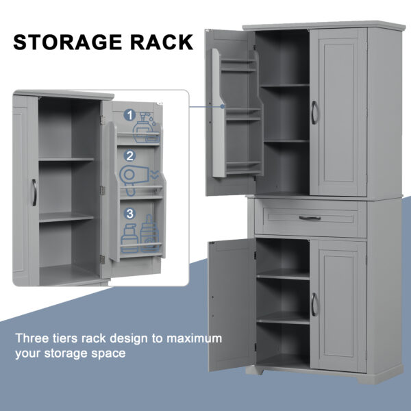 Bathroom Storage Cabinet with Doors and Drawer, Multiple Storage Space, Adjustable Shelf, Grey (Old Sku:WF308204AAE)