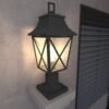 Outdoor Post Light, Black Pole Lantern Lighting Fixture with Pier Mount Base Hard Wired, Outdoor Column Lights Exterior Lamp Post Lantern with Glass for Garden Yard Patio Path (1 pack)