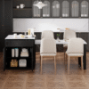 K&K 82.7 inch Kitchen Island with Extendable Dining Table for 4-6 Person,Faux Mable Kitchen Table with Double-sized Storage,Power Outlet,Kitchen island with Storage 2 Drawers 2 Side Open Shelves,Black