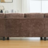 U-shaped Sectional Sofa 103.5" Chenille Fabric Couch with Dual Chaise Lounges, Storage Pockets and Armrest Pillows for Living Room, Brown