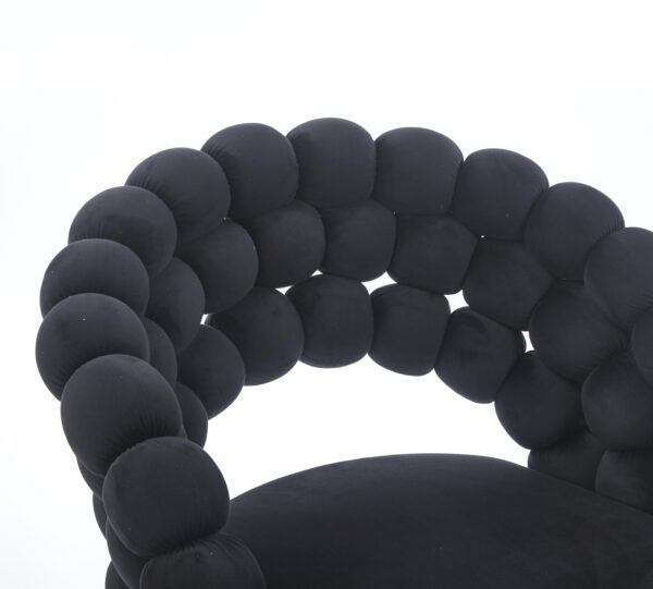 Black Modern chair(set of 2 ) with golden color iron tube legs,  soft cushions and comfortable backrest, suitable for dining room, living room, cafe,hairball back