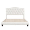 Upholstered Platform Bed with Saddle Curved Headboard and Diamond Tufted Details, Queen, Beige