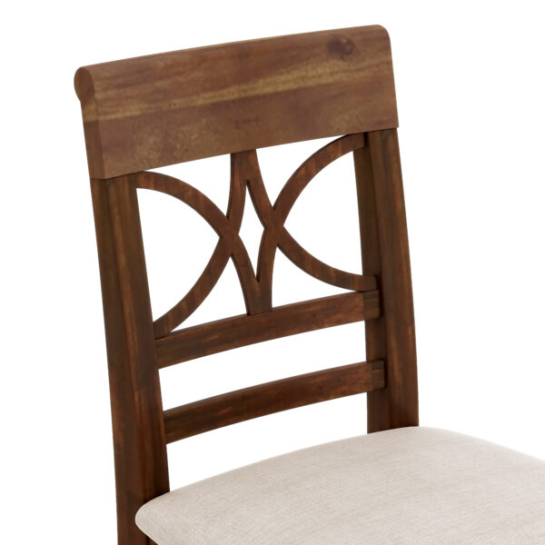 TOPMAX 6-Piece Wood Counter Height Dining Table Set with Storage Shelf, Kitchen Table Set with Bench and 4 Chairs,Rustic Style, Walnut+Beige Cushion (old sku: SH000257AAD)
