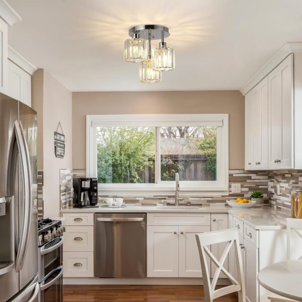 7d08bce1fb76485aaab03dd7c0516283_1c37d67f11bc534b93a3429a15086ff9 Semi Flush Mount Ceiling,3-Light Kitchen Mount,Hallway Light Fixtures Ceiling with Clear Crystal Shades for Kitchen Entryway Bedroom Bathroom Foyer