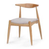 5-Piece Mid-Century Modern Dining Set - Solid Wood Frame Table + 4 Beige Upholstered Chairs(White Oak+Beige)