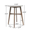 Mid-Century Modern Round Wooden Bar Table – 42" High Bar Table with Tapered Legs for Kitchen, Dining Room or Home Bar, Natural Walnut