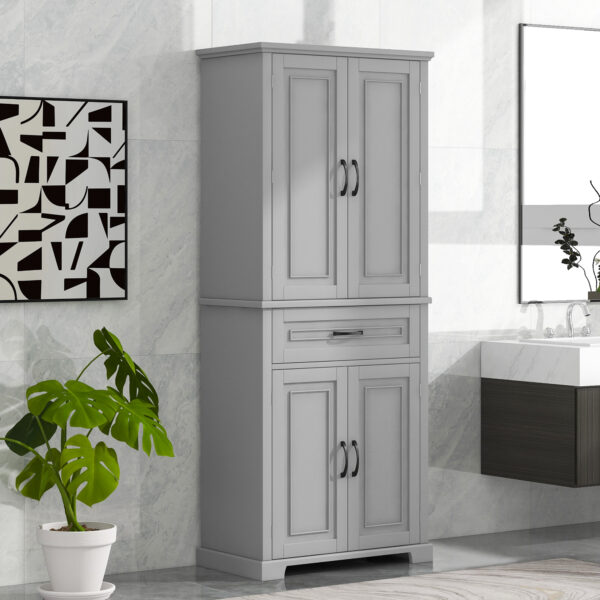 Bathroom Storage Cabinet with Doors and Drawer, Multiple Storage Space, Adjustable Shelf, Grey (Old Sku:WF308204AAE)