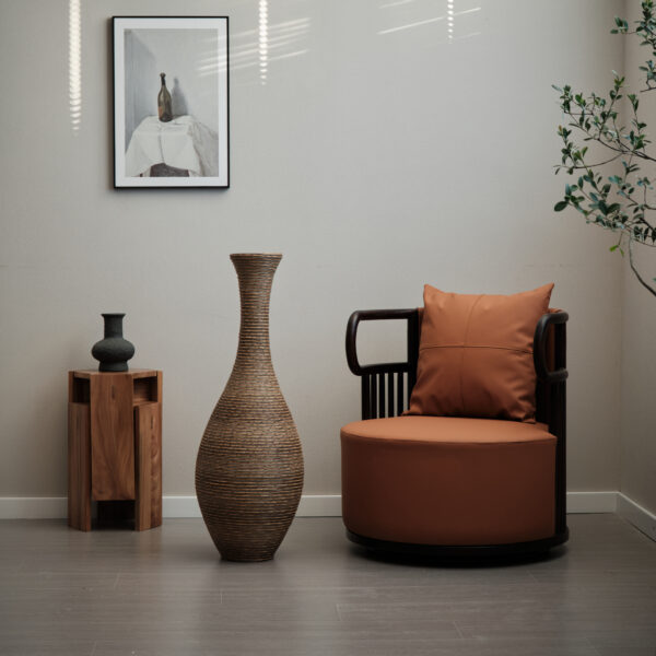 7da8df7ef89a490a8fc5d6f3d3afe69d_7dff5f1921ebda7f285a80efa111ff32 39-inch Tall Artificial Rattan Floor Vase in Elegant Beige - Statement Piece for Living Room Decor, Entryway, or Hallway - Versatile Home Accent for Dried or Silk Floral Arrangements