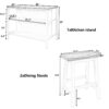 TOPMAX Solid Wood Rustic 3-piece 45" Stationary Kitchen Island Set with 2 Seatings, Rubber Wood Butcher Block Dining Table Set Prep Table Set with 2 Open Shelves for Small Places,Walnut+Cream White