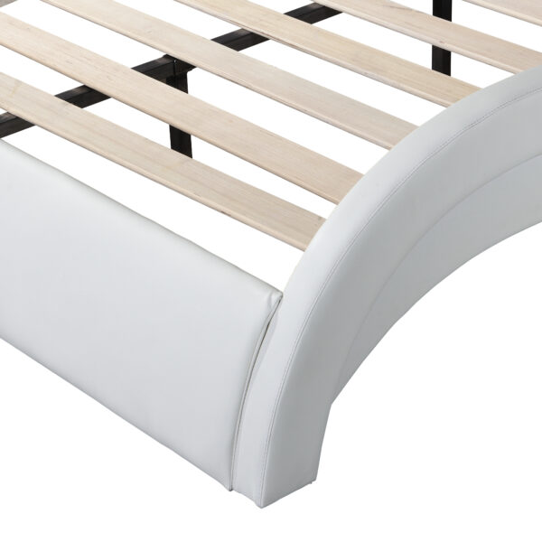 7fa053e54311418a95e77c850d92d8f5_20221205_b98f3a2b70adce7db13109eb38fbd4dd Faux Leather Upholstered Platform Bed Frame with led lighting ,Bluetooth connection to play music control,Backrest vibration massage,Curve Design, Wood Slat Support, No Box Spring Needed,Queen