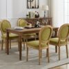 A&A Furniture,French Style Solid Wood Frame Antique Painting Linen Fabric Back Dining Chair,Set of 2,SW1845OL,Olive Green