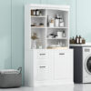 Bathroom Storage Cabinet with Tilt-Out Hamper, 70.9'' Tall Free Standing Organizer with Drawers & Adjustable Shelves, MDF Linen Tower with Steel Handles, White Finish