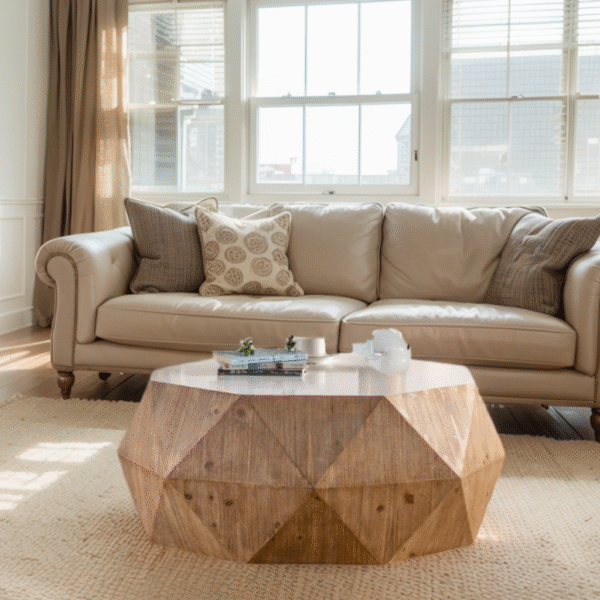 38"Three-dimensional Embossed Pattern Design American Retro Style Coffee Table,White Tabletop