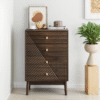 4 drawer dresser, modern wardrobe dresser chest of drawers, wooden storage storage cabinet, dresser storage cabinet, suitable for living room, bedroom, corridor (walnut )
