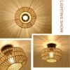 Boho Light Fixtures Ceiling Mount,Mini Rattan Chandelier Light Fixture with Dimmable LED Bulb,Hand Woven Ceiling Light Fixtures Flush Mount for Hallway Bedroom Kitchen Entryway Living Room