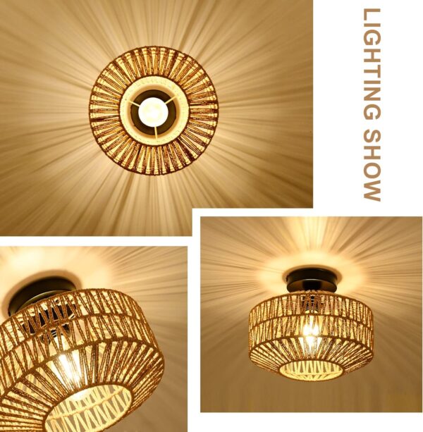 8167c75b676946018d4265f480482174_36400206bdda4d4b6b856a6df93bebb0 Boho Light Fixtures Ceiling Mount,Mini Rattan Chandelier Light Fixture with Dimmable LED Bulb,Hand Woven Ceiling Light Fixtures Flush Mount for Hallway Bedroom Kitchen Entryway Living Room