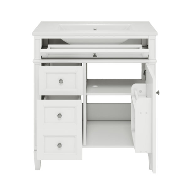30'' Bathroom Vanity with Top Sink, Modern Bathroom Storage Cabinet with 2 Drawers and a Tip-out Drawer, Single Sink Bathroom Vanity