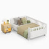 Twin Size Wood Platform Bed for Kids, Wood Low Profile Twin Bed with Rails for Girls and Boys, White (Patented Design)