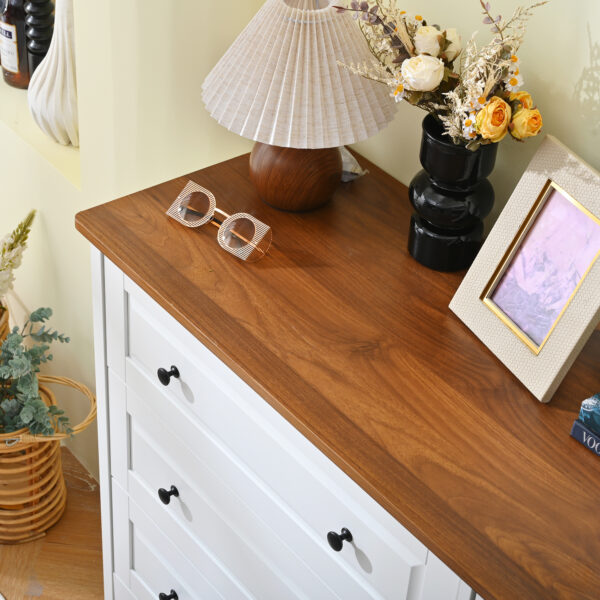 ZM White Dresser for Bedroom, 6 Drawer Dresser with Wide Drawer and Metal Handles, White Dresser, Wood Dressers & Chests of Drawers for Hallway, Entryway.