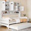 Twin Size Wooden Daybed With Twin Size Trundle, and All-in-One Cabinet and Shelf, White