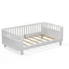 Twin Size Wood Platform Bed for Kids, Wood Low Profile Twin Bed with Rails for Girls and Boys, White (Patented Design)