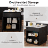 K&K 82.7 inch Kitchen Island with Extendable Dining Table for 4-6 Person,Faux Mable Kitchen Table with Double-sized Storage,Power Outlet,Kitchen island with Storage 2 Drawers 2 Side Open Shelves,Black