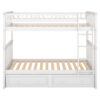 Twin over Twin Bunk Bed with Drawers, Convertible Beds, White(Old SKU: SM000240AAK-1)