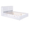 Queen Size Storage Platform Bed with Pull Out Shelves and Twin  XL Size Trundle, White