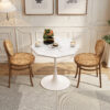 31.50"Modern Octagonal Coffee Table with Printed White Marble Table Top,Metal Base, for Dining Room, Kitchen, Living Room