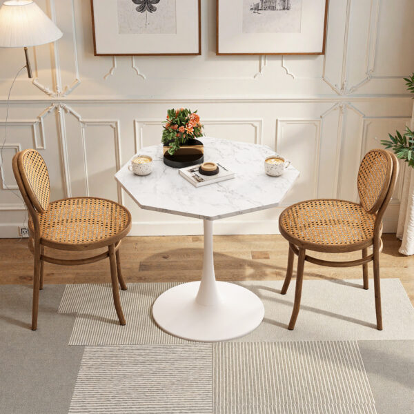 85feebb440af4cec9dc0ac9eba3c1c21_a760df7467f9d864b1b06c9f1b165f7d 31.50"Modern Octagonal Coffee Table with Printed White Marble Table Top,Metal Base, for Dining Room, Kitchen, Living Room