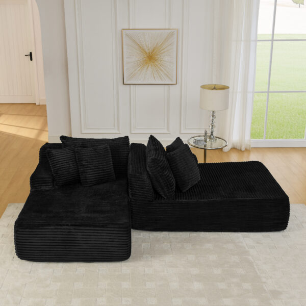 874089e9aadd4d9cba0674f732983263_d625467fe75c49534bda2dd36bd9058f Two-seater lazy sofa lounge chair,Compressed sofa no assembly required, made of velvet fabric, fluffy modern lounge chair, used for indoor living rooms and bedrooms-Black