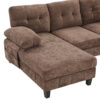 U-shaped Sectional Sofa 103.5" Chenille Fabric Couch with Dual Chaise Lounges, Storage Pockets and Armrest Pillows for Living Room, Brown