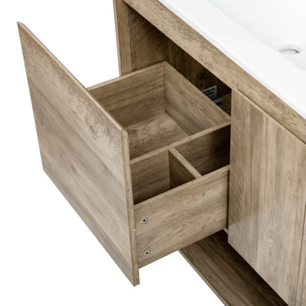 30" Modern Wood Fixture Bathroom Vanity, Bathroom Cabinet with Sliding Drawer, Bathroom Storage Cabinet with Ceramic Basin Sink Top, Single Bathroom Vanities Cabinet with Doors and Open Shelf