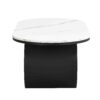 Luxury Modern Oval Coffee Table, 47.24'' Coffee Table with Storage Drawer, Faux Marble Top, Black Metal Center Table for Living Room