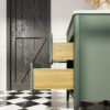 Fully Assembled 30''  Green Freestanding Single Sink Bathroom Vanity with Solid Wood Construction and Engineered Marble Top