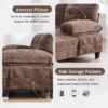 U-shaped Sectional Sofa 103.5" Chenille Fabric Couch with Dual Chaise Lounges, Storage Pockets and Armrest Pillows for Living Room, Brown