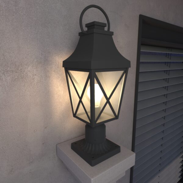 Outdoor Post Light,Lamp Post Light Fixture,Post Lantern with Pier Mount Base,Textured Black,20.3in,Suitable for Gardens, Yards or Entrances (1 pack)