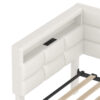 Upholstered Twin Size Daybed with Storage 2 Drawers and Charging Station, Day Bed Frame with LED Lights and Storage Headboard, No Box-Spring Needed, Beige