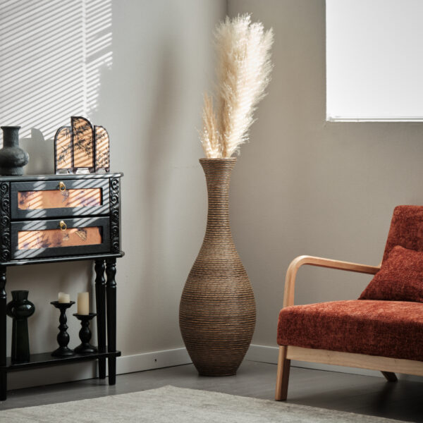 8b861b4f050b44fbb0095b8d71a1d804_c606abefea7ae5480edc7147da3a14d4 39-inch Tall Artificial Rattan Floor Vase in Elegant Beige - Statement Piece for Living Room Decor, Entryway, or Hallway - Versatile Home Accent for Dried or Silk Floral Arrangements