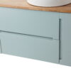 36-Inch Double Drawer + Single Door Wall-Mounted Bathroom Vanity .Blue Cabinet + Solid Wood Natural Top,Round Art Ceramic Sink Modern Minimalist Design,For Bathroom