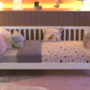 Twin Size Wood Platform Bed for Kids, Wood Low Profile Twin Bed with Rails for Girls and Boys, White (Patented Design)