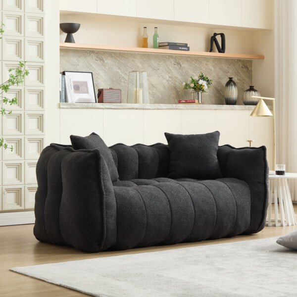 Soft beanbag chair with high resilience foam core for two people. The comfortable square recliner sofa is ideal for family members and friends engaged in games, reading, watching TV