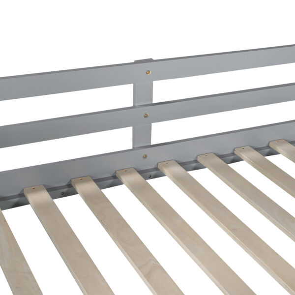 Twin Over Twin Bunk Bed with Slide and Ladder, Gray (Old SKU:LT000108AAE)