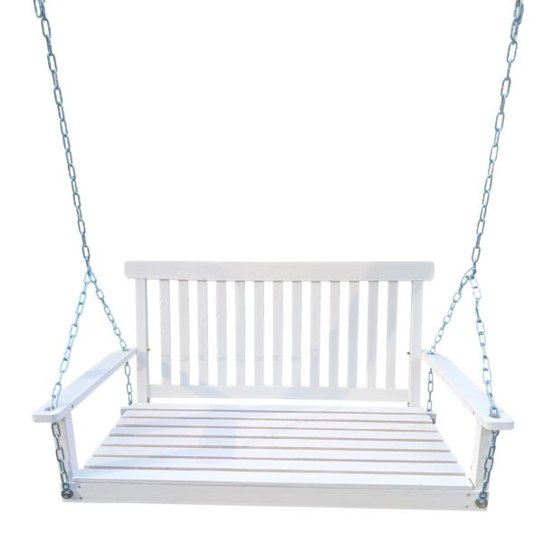 8f66e47b6f59457ea2ed77fe2a61cc8f_20220704_f63bc6e83df2eda620d511a5ce4870d7 Front Porch Swing with Armrests, Wood Bench Swing with Hanging Chains,for Outdoor Patio ,Garden Yard, porch, backyard, or sunroom,Easy to Assemble,white