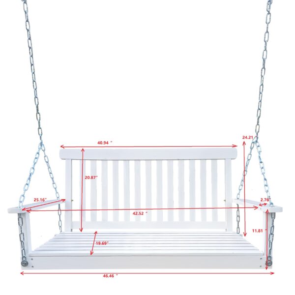8f6783d923454a85b6908aeef1a266f0_20220704_90005450e1b99b7623076a7792b82b70 Front Porch Swing with Armrests, Wood Bench Swing with Hanging Chains,for Outdoor Patio ,Garden Yard, porch, backyard, or sunroom,Easy to Assemble,white
