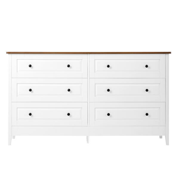 ZM White Dresser for Bedroom, 6 Drawer Dresser with Wide Drawer and Metal Handles, White Dresser, Wood Dressers & Chests of Drawers for Hallway, Entryway.