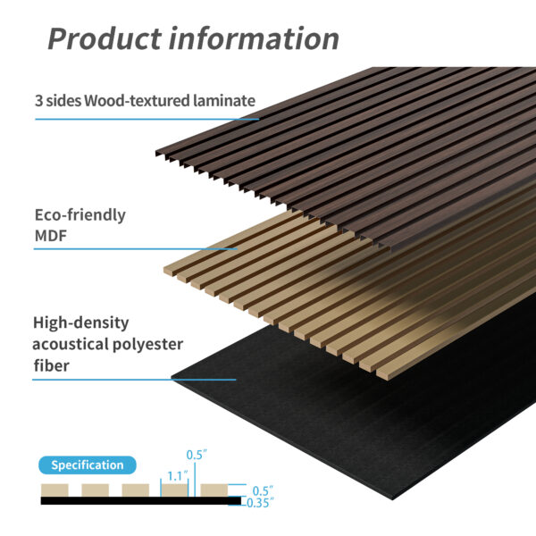 90f5d37c43ee40ef8fdedf769dc5f5eb_e837883ca7680e1149113e1efe3b640f Wood Panels for Wall Slat Wall Panels, 2PC Wood Slat Acoustic Panels for Wall and Ceiling - 3D Fluted Sound Absorbing Panel with Three Sides Fully Wrapped on Wood Finish -45.27''X23.62''(Dark walnut)