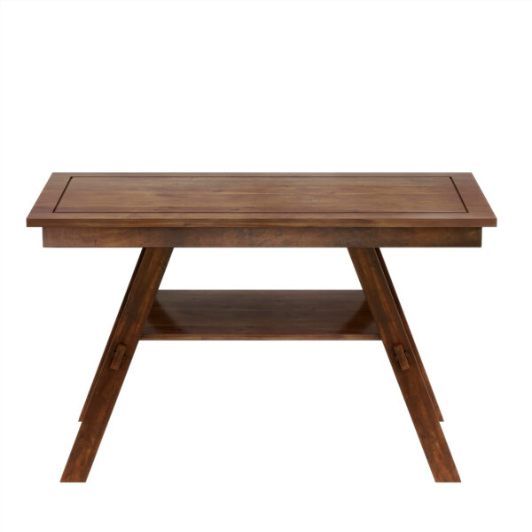 TOPMAX 6-Piece Wood Counter Height Dining Table Set with Storage Shelf, Kitchen Table Set with Bench and 4 Chairs,Rustic Style, Walnut+Beige Cushion (old sku: SH000257AAD)