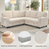 L-Shaped Sectional Sofa Bed with Pull-Out Bed & Storage, 5-Seat Sleeper Couch with USB Charging, Convertible Design for Living Room, Apartment, Corduroy Fabric, Beige