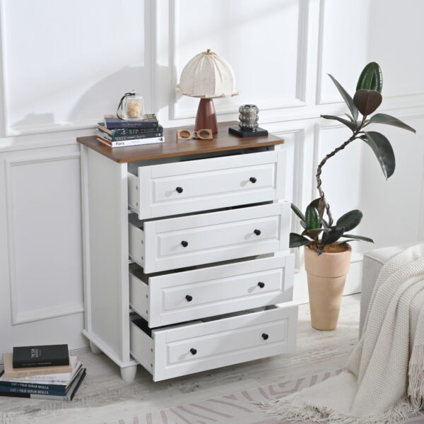 ZM Modern Chest of Drawers, 4 Drawer Dresser, Tall Wood Storage Cabinet for Living Room, Entryway, Hallway